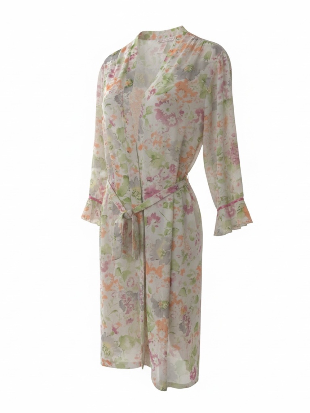 Oscar de la Renta Pink Label Vintage Spring Fling Floral Sheer Robe
